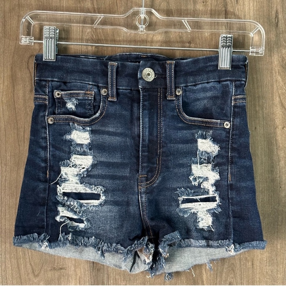 Aeropostale Dark Blue Distressed Jean Shorts